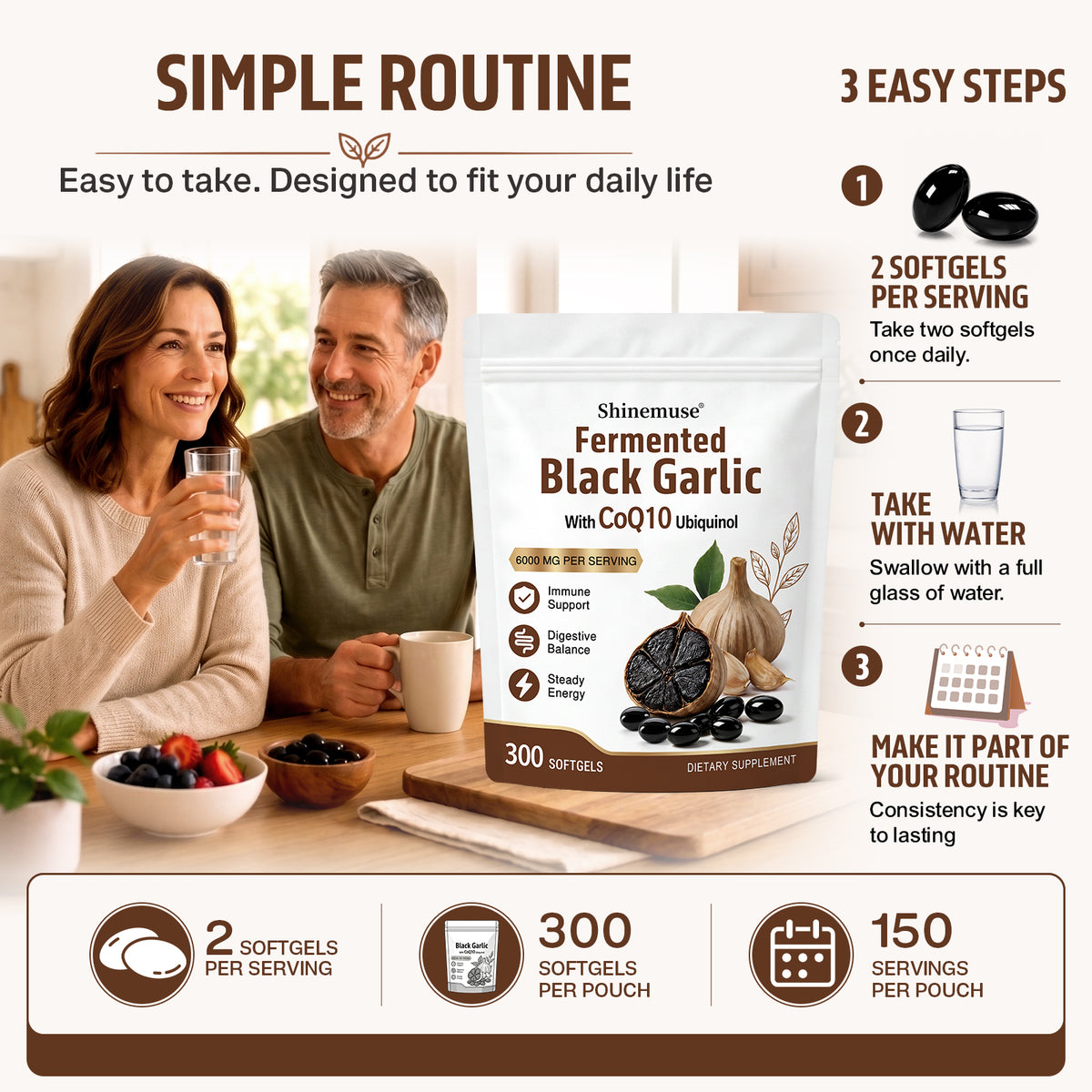 Shinemuse® Black Garlic + Ubiquinol Complex